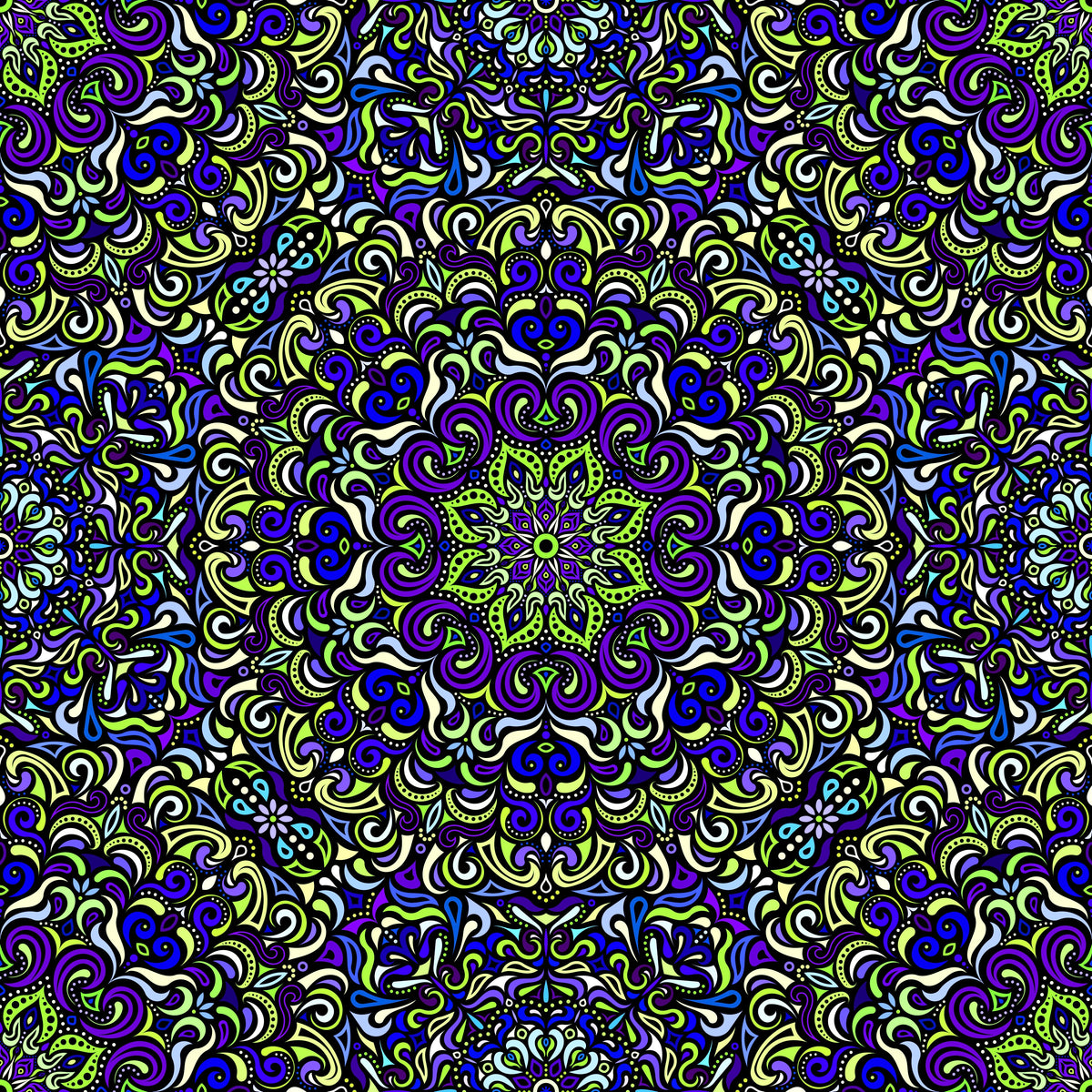 Blue - Green - Purple Mandala Fabric 2007.1