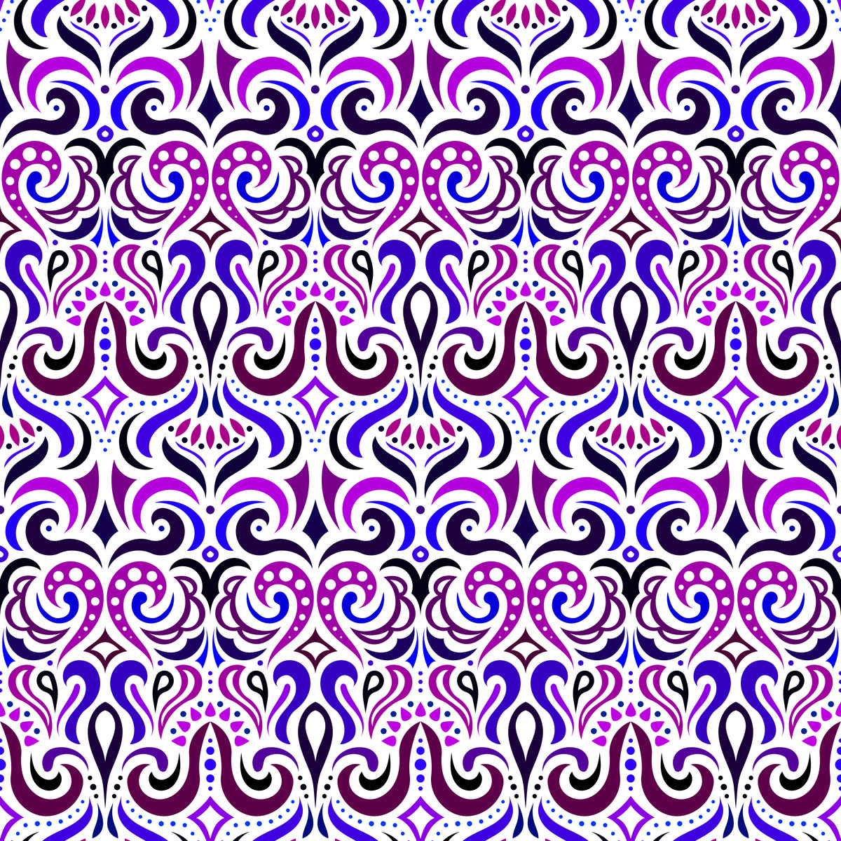 Purple - Blue Abstract Doodle Fabric 1001i
