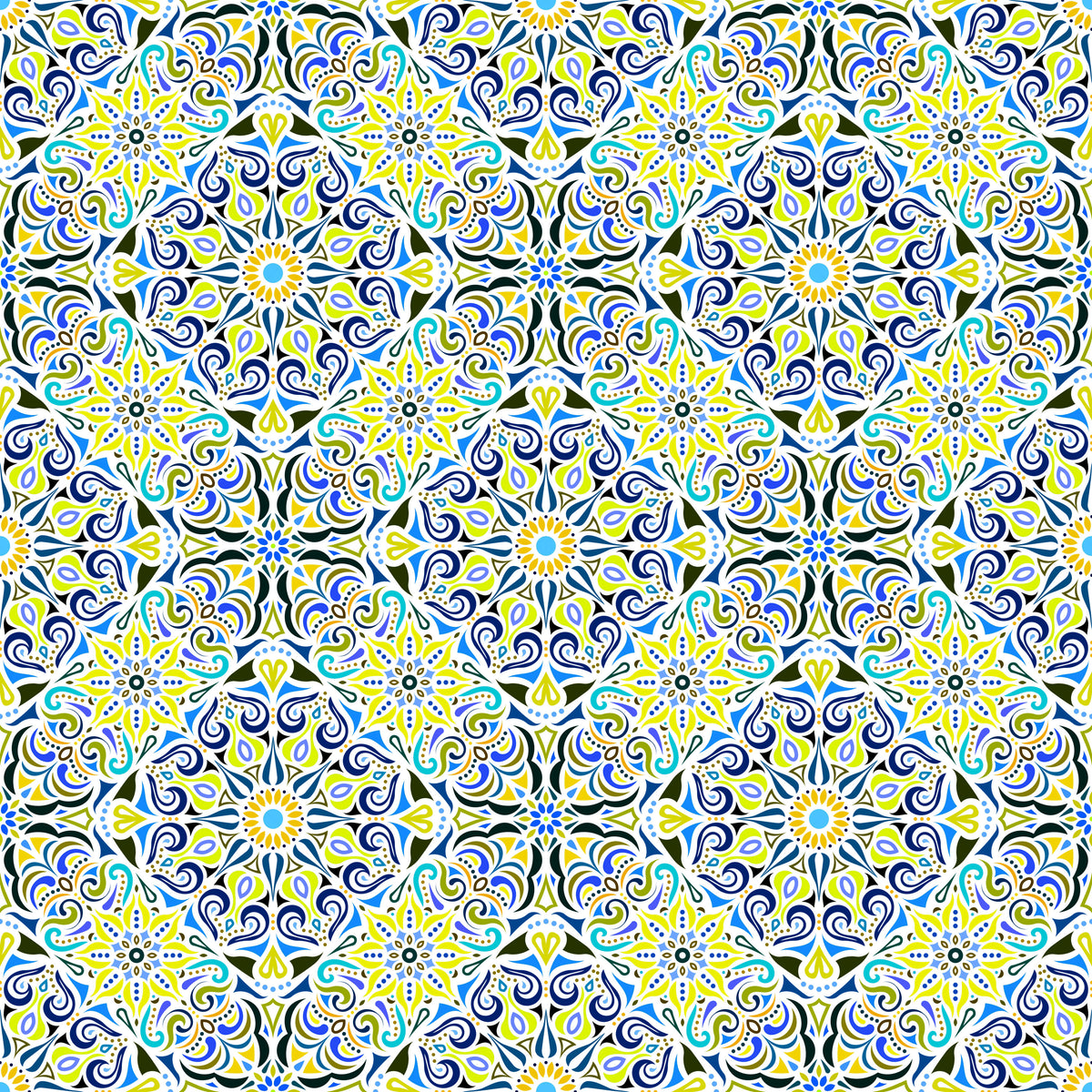 Yellow - Blue Mandala Fabric 2007.2i
