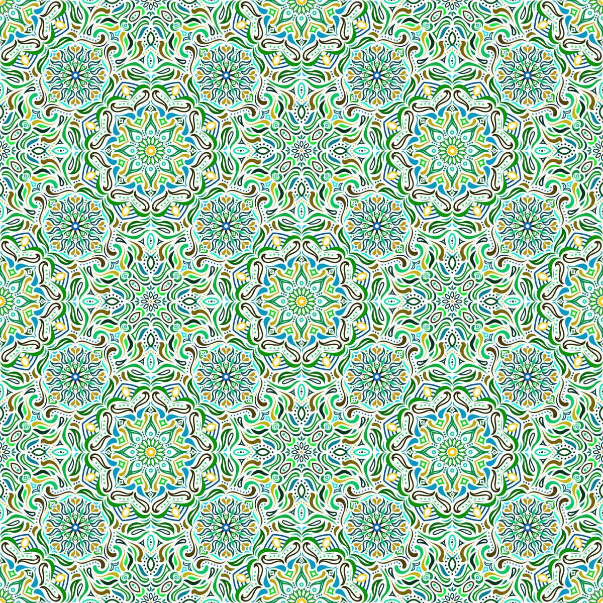Green - Blue - Yellow Mandala Fabric 2009.4i