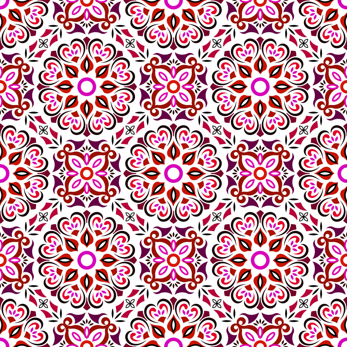 Red - Pink Mandala Fabric - 206i