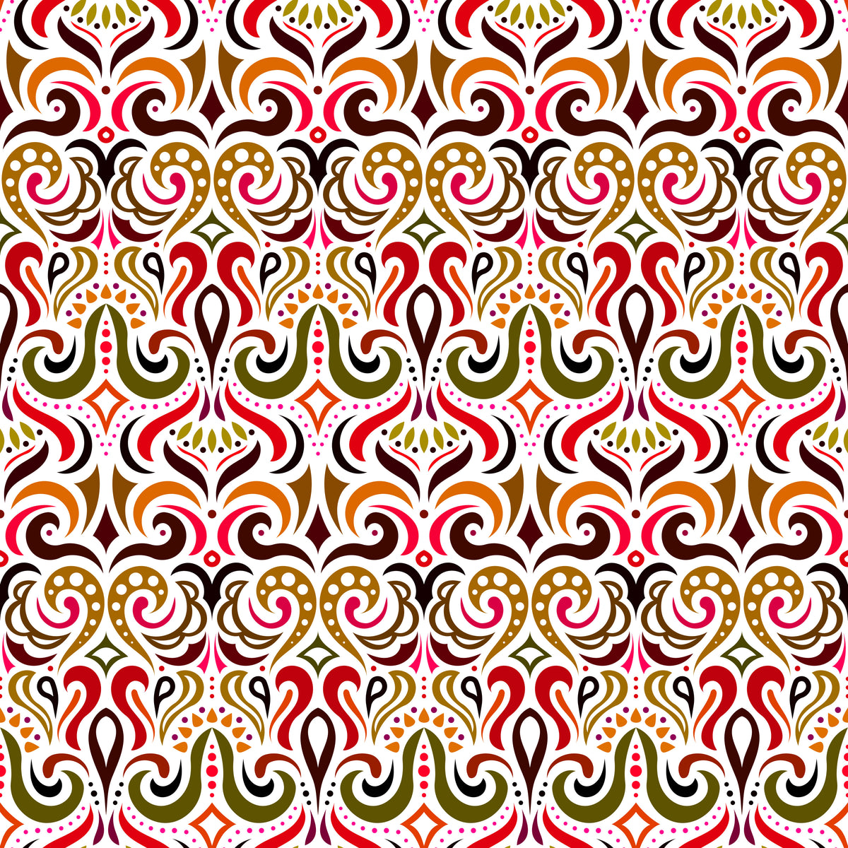 Orange - Red - Brown Abstract Doodle Fabric 1001i