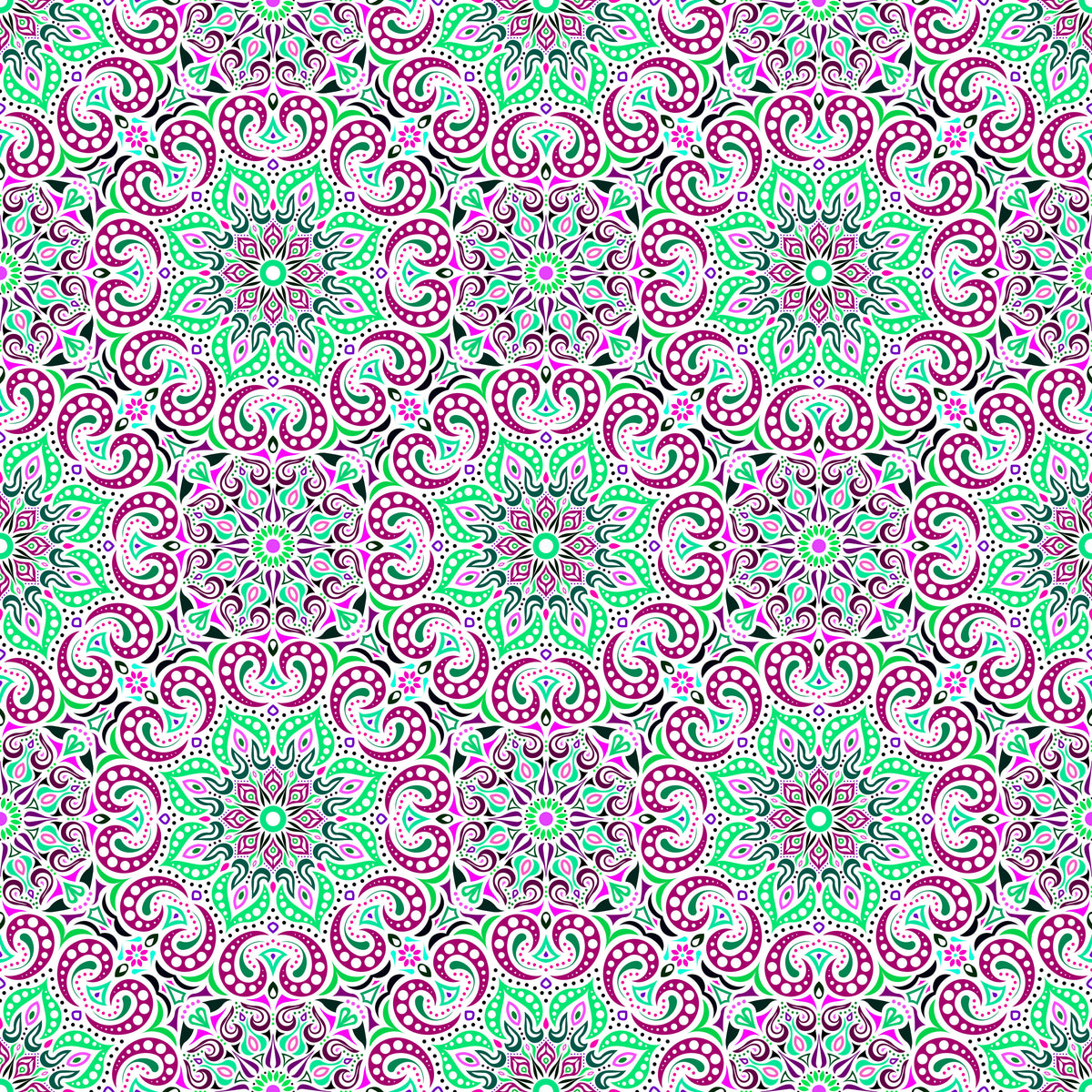 Turquoise - Pink - Maroon Mandala Fabric 2007.3i