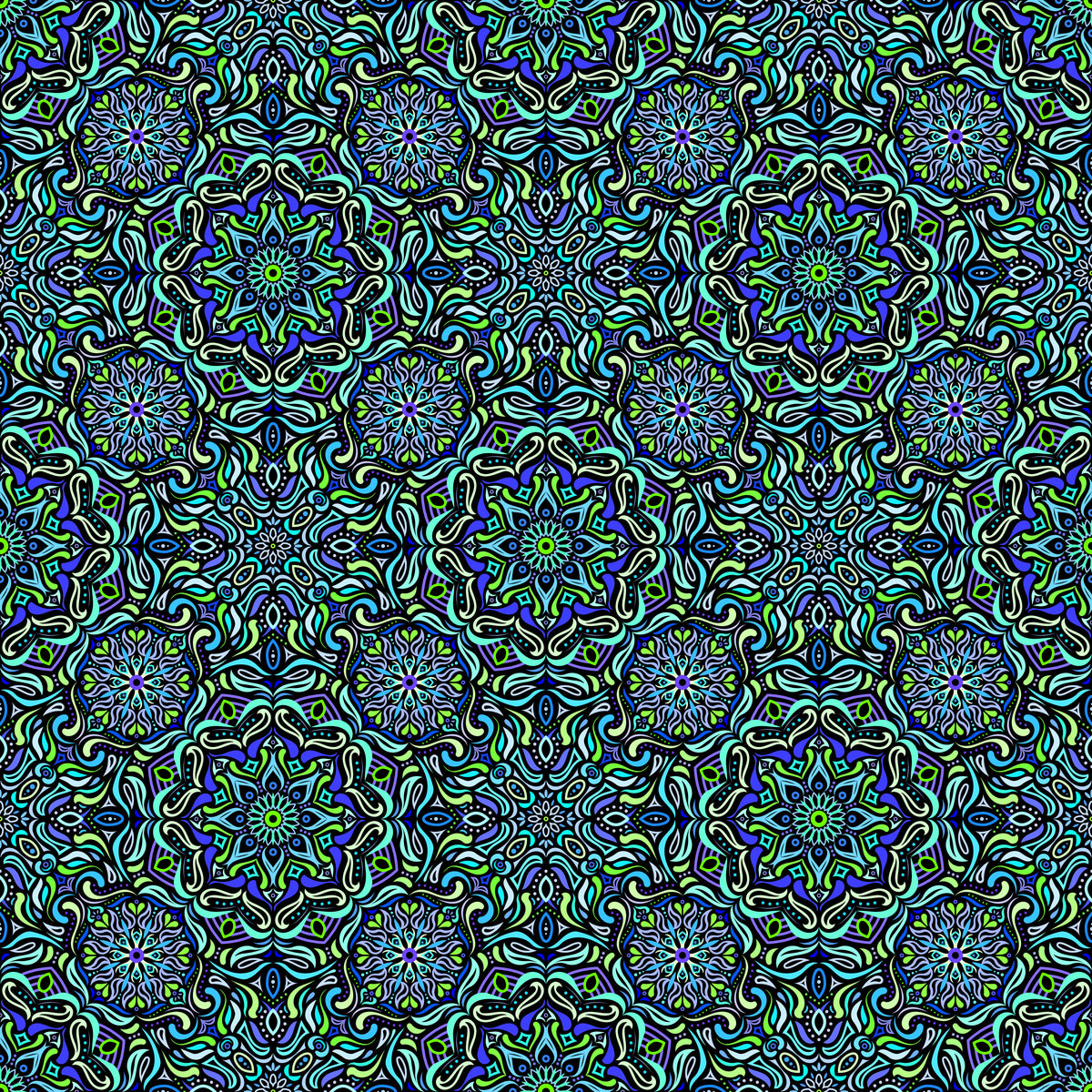Turquoise - Green - Blue Mandala Fabric 2009.4
