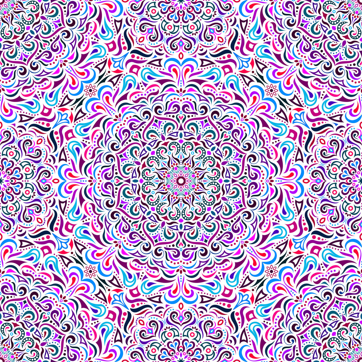 Red - Blue - Purple Mandala Fabric 2005i