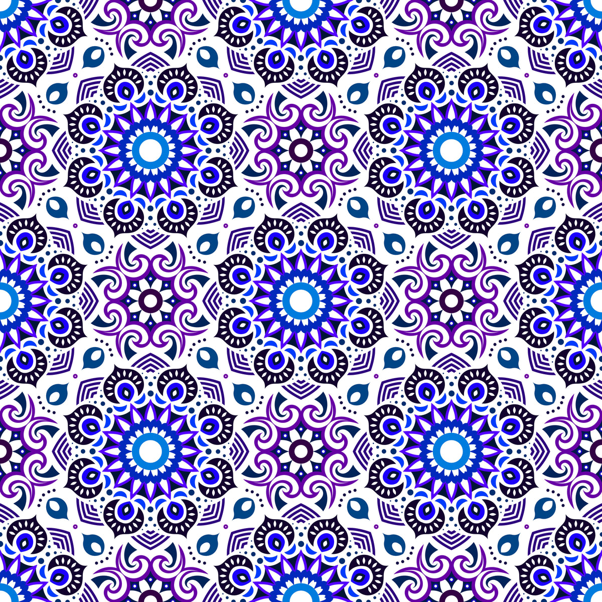 Blue - Purple Mandala Fabric - 193i