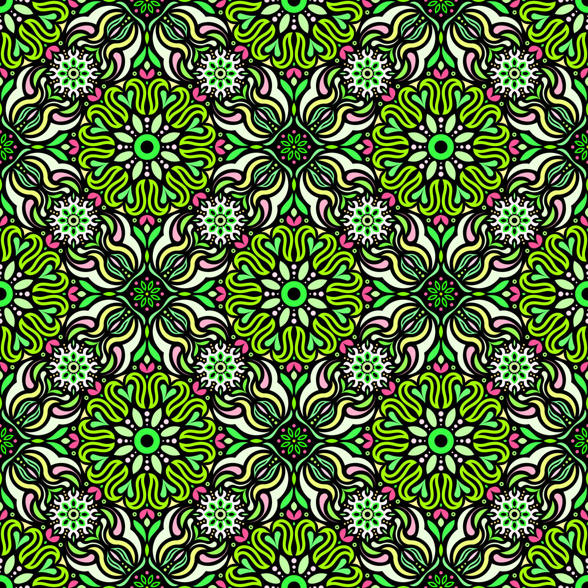 Green - Pink Mandala Fabric 2009.2