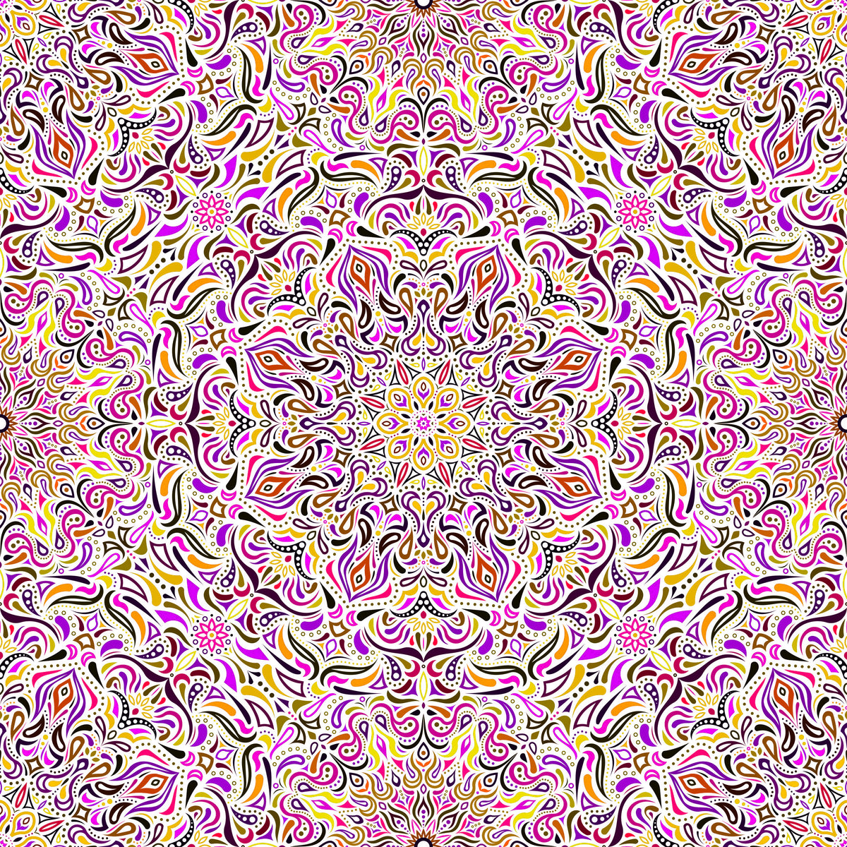 Yellow - Pink - Purple Mandala Fabric 2008.1i