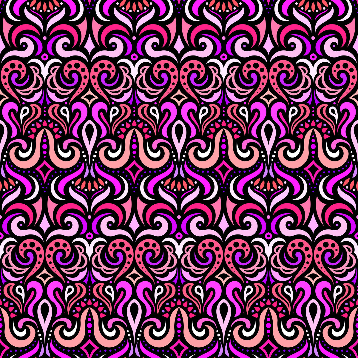 Red - Purple - Pink Abstract Doodle Fabric 1001