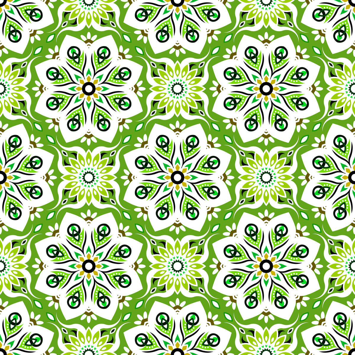 Green - Turquoise Mandala Fabric - 236i