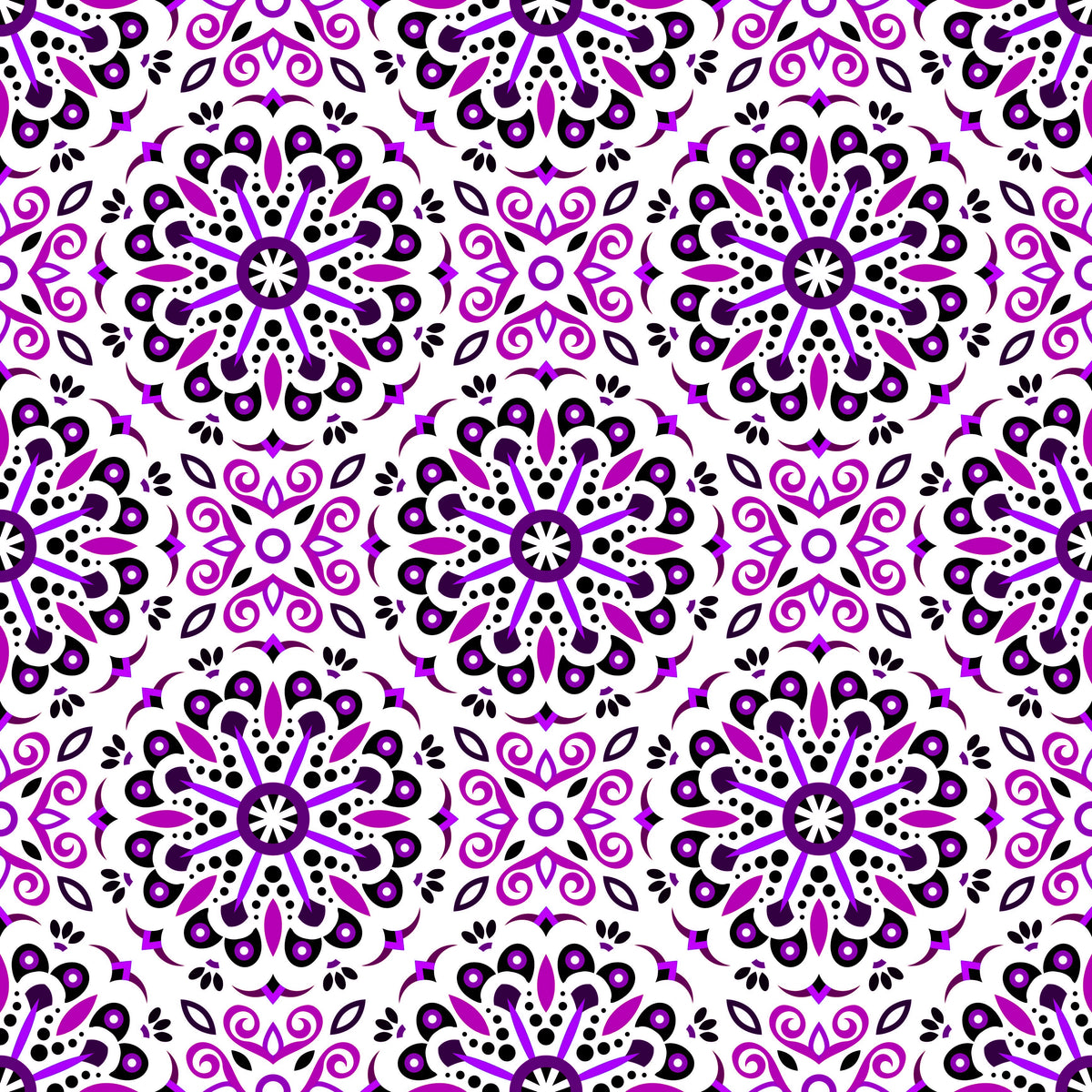 Purple Mandala Fabric - 156i