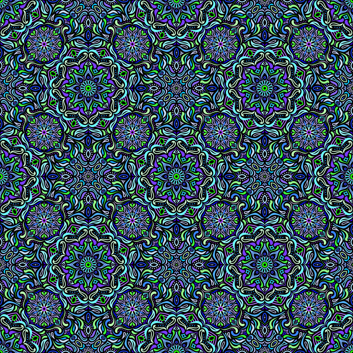 Turquoise - Blue - Green Mandala Fabric 2009.4