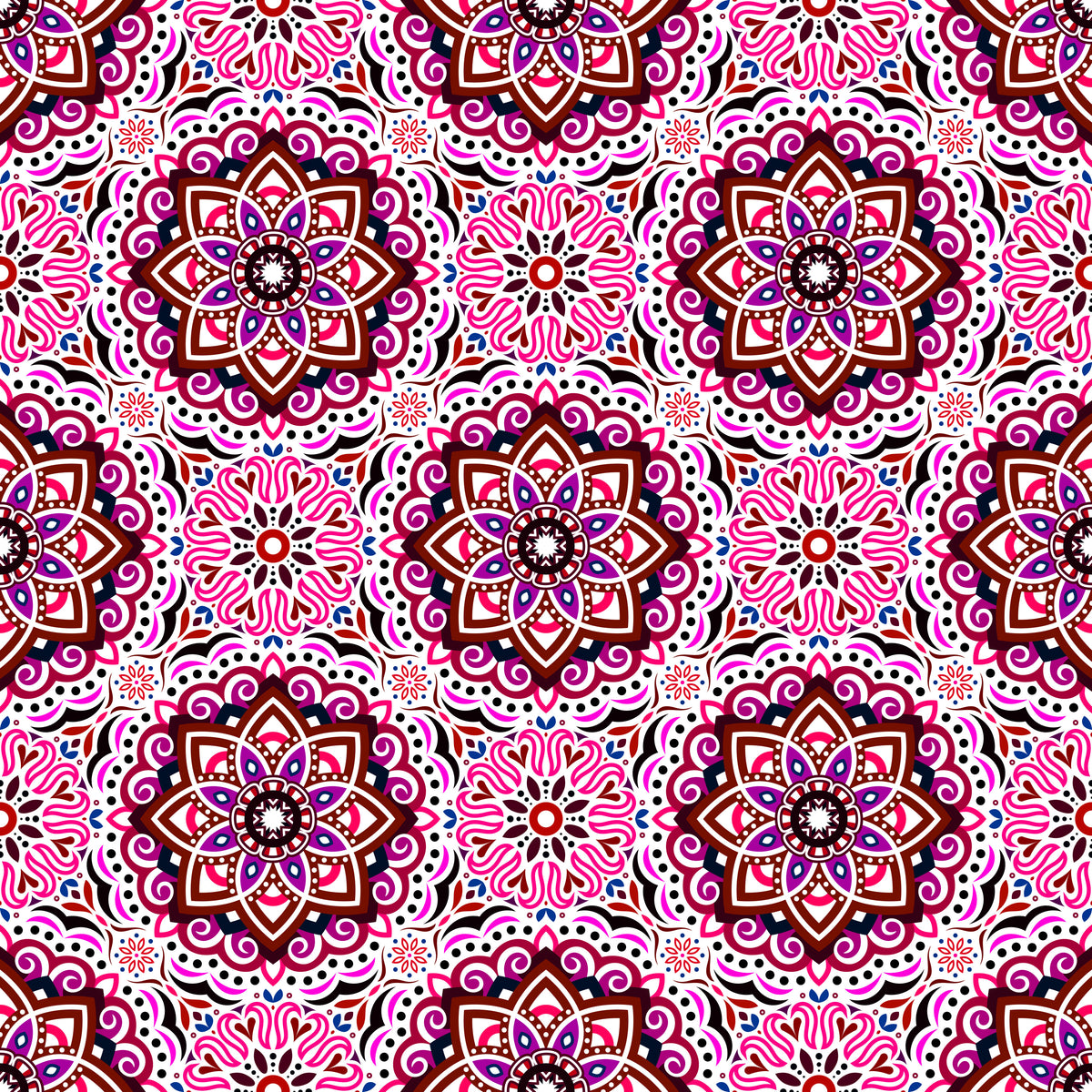 Red - Purple - Blue Mandala Fabric 2009.3i