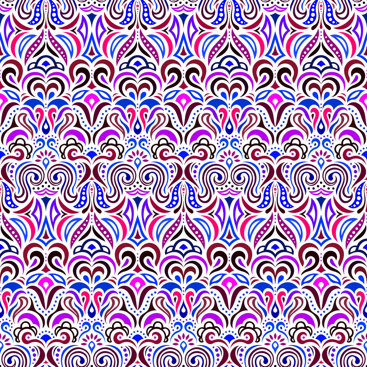 Blue - Purple - Pink Abstract Doodle Fabric 1008.3i