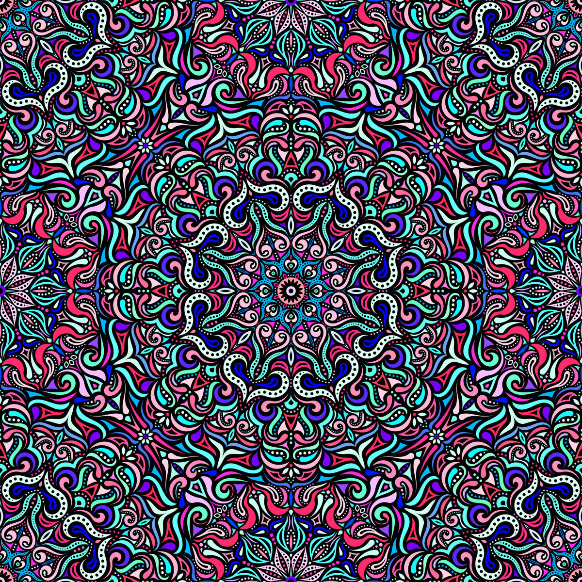 Turquoise - Pink - Purple Mandala Fabric 2006.3
