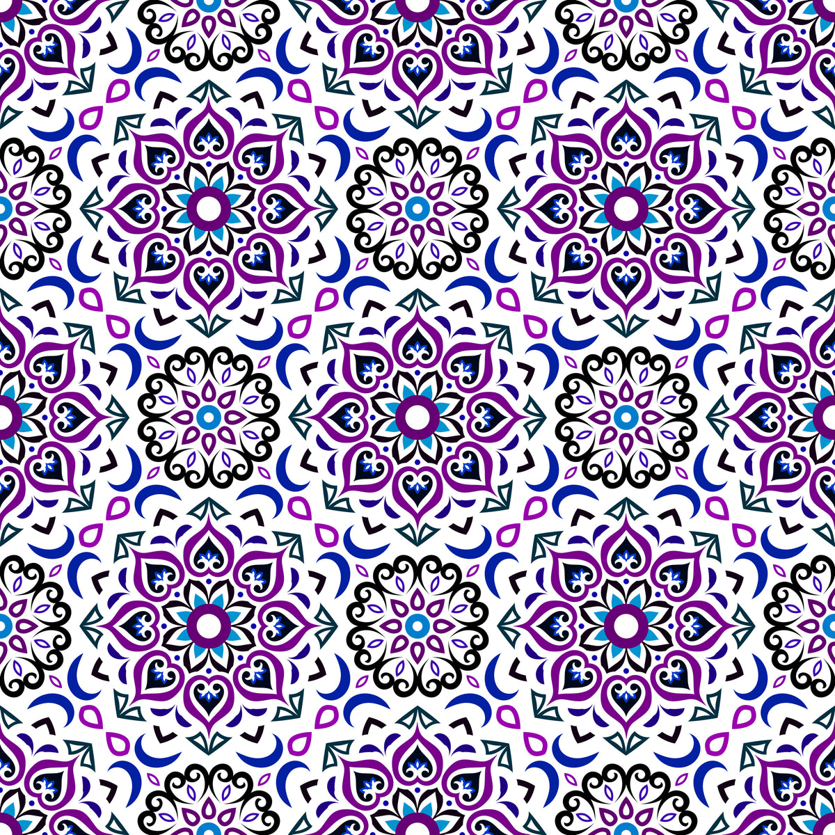 Blue - Purple Mandala Fabric - 213i