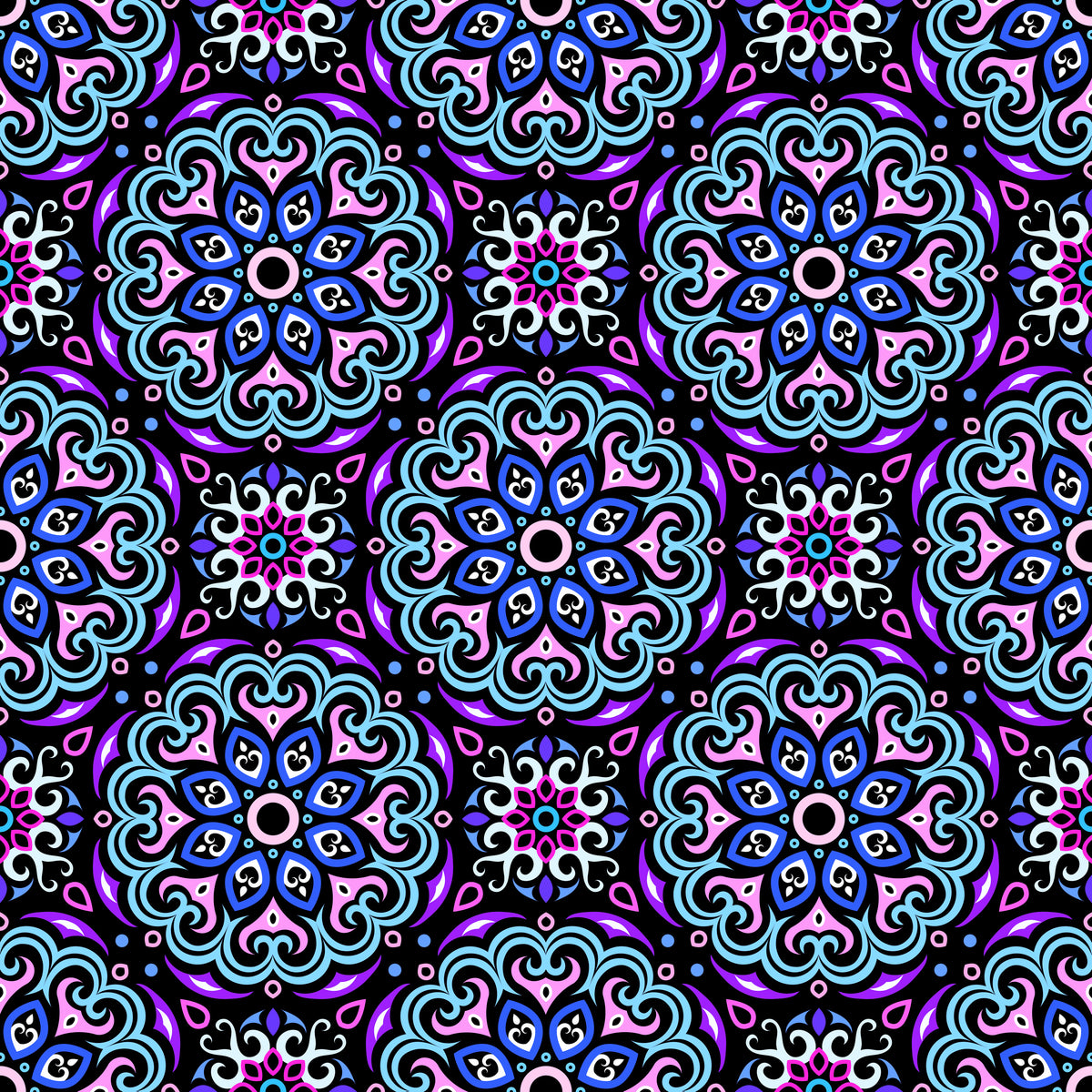 Blue - Purple - Pink Mandala Fabric - 155