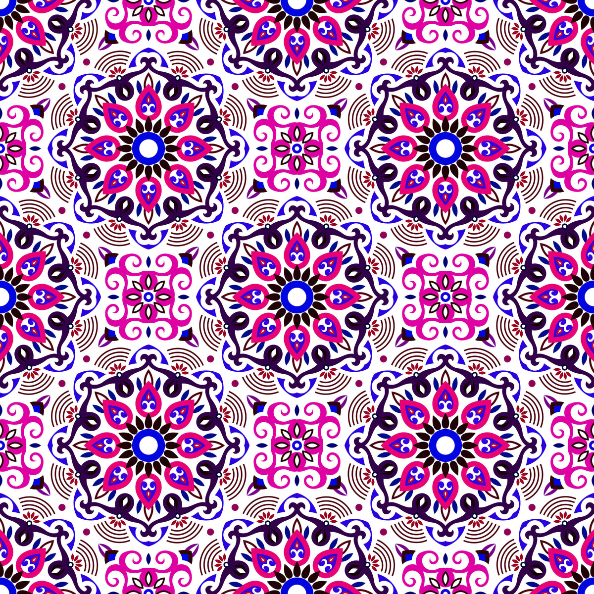 Pink - Blue - Purple Mandala Fabric - 140i
