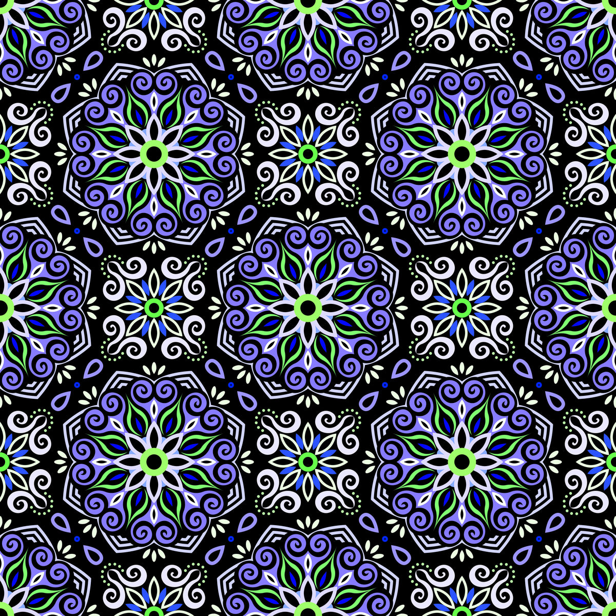 Blue - Green Mandala Fabric - 203