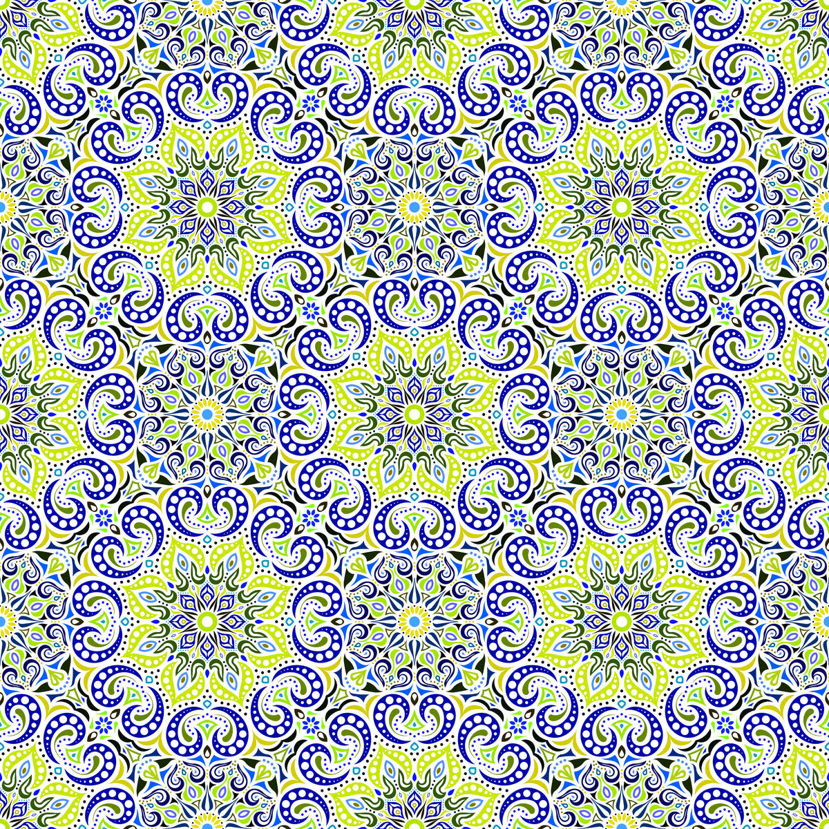 Green - Blue Mandala Fabric 2007.3i