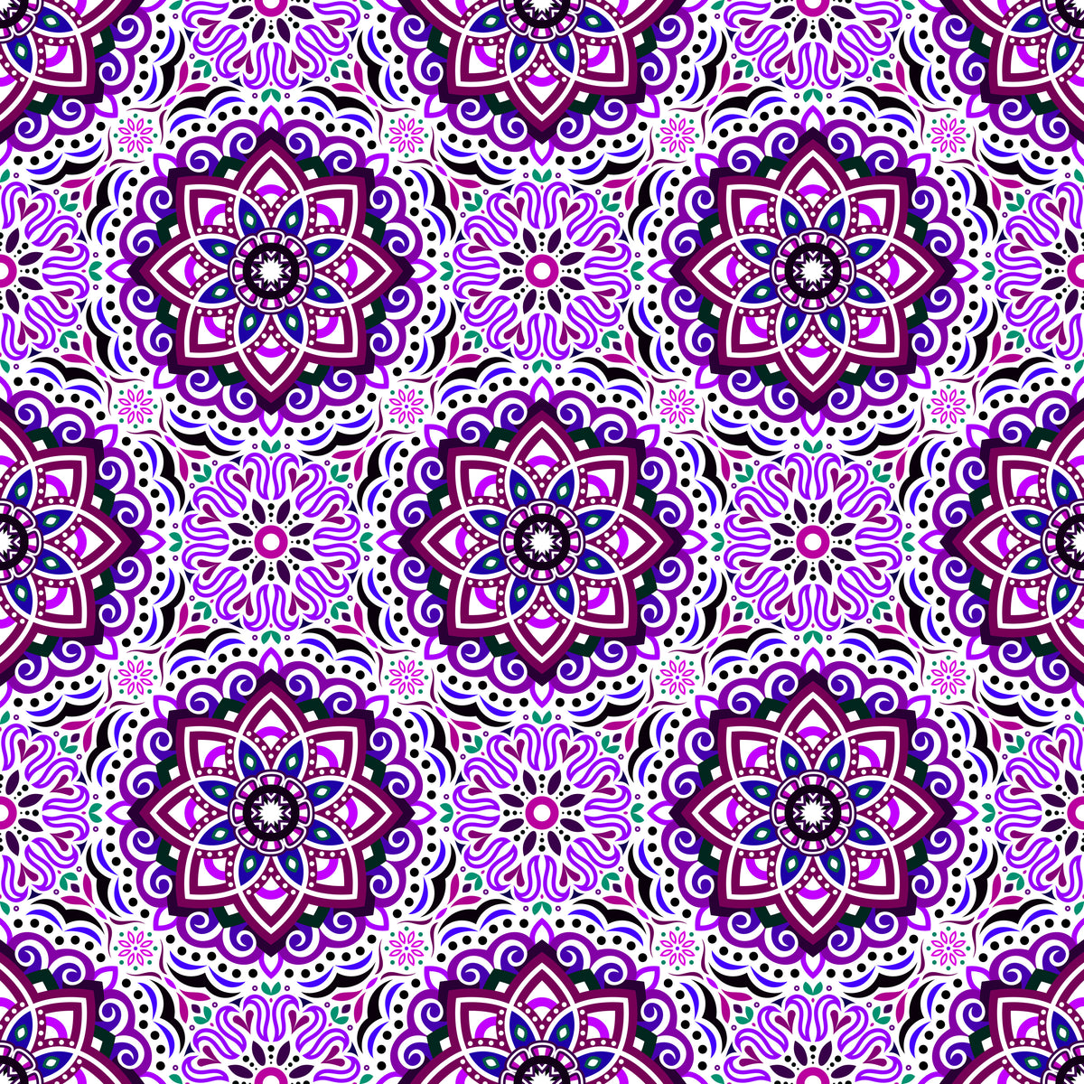 Purple - Green Mandala Fabric 2009.3i