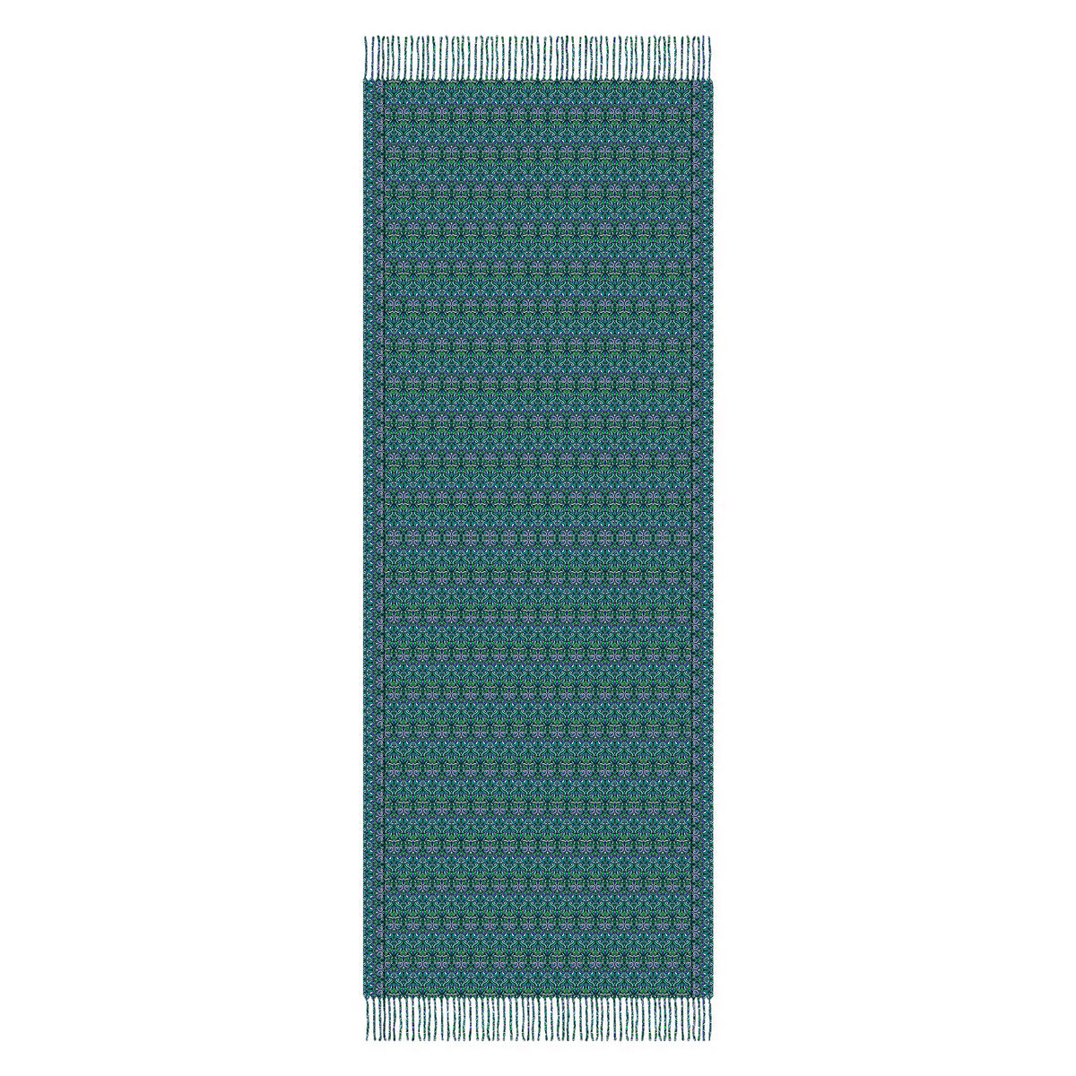 Turquoise - Blue - Green Abstract Doodle Scarf with Tassels