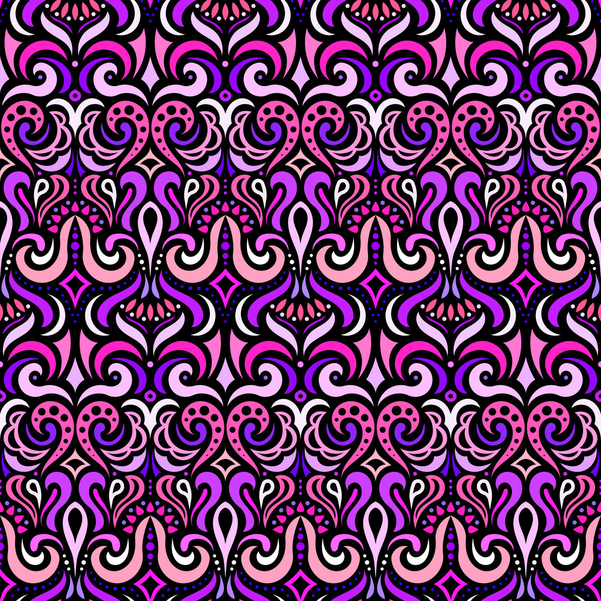 Pink - Purple Abstract Doodle Fabric 1001