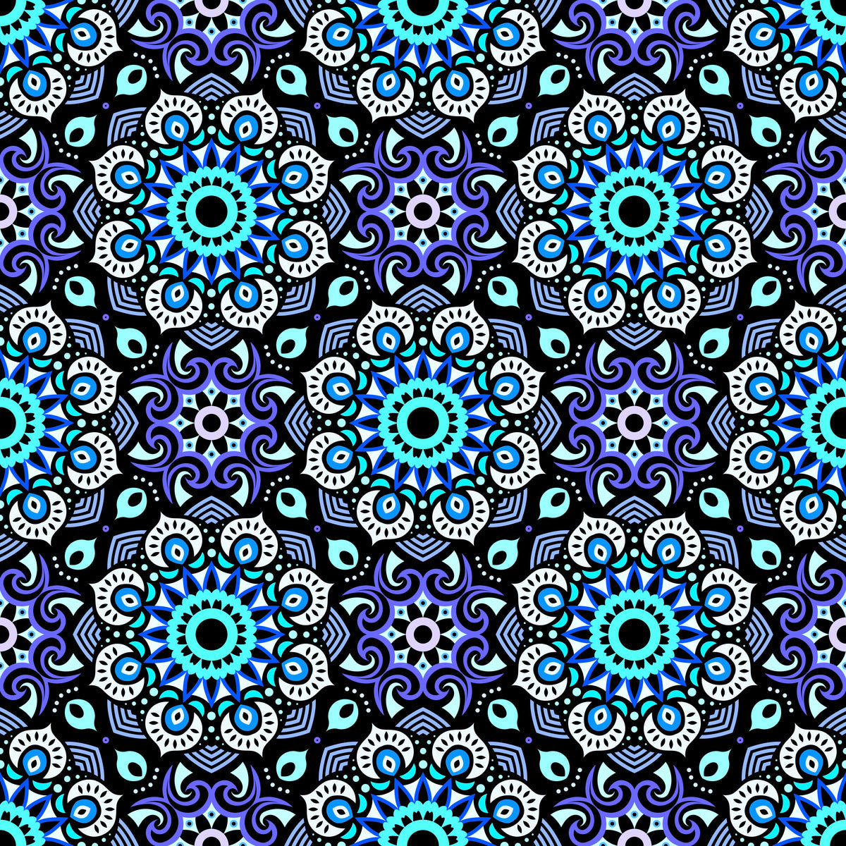 Turquoise - Blue Mandala Fabric - 193