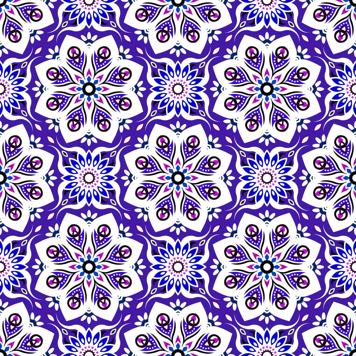 Purple - Blue - Pink Mandala Fabric - 236i