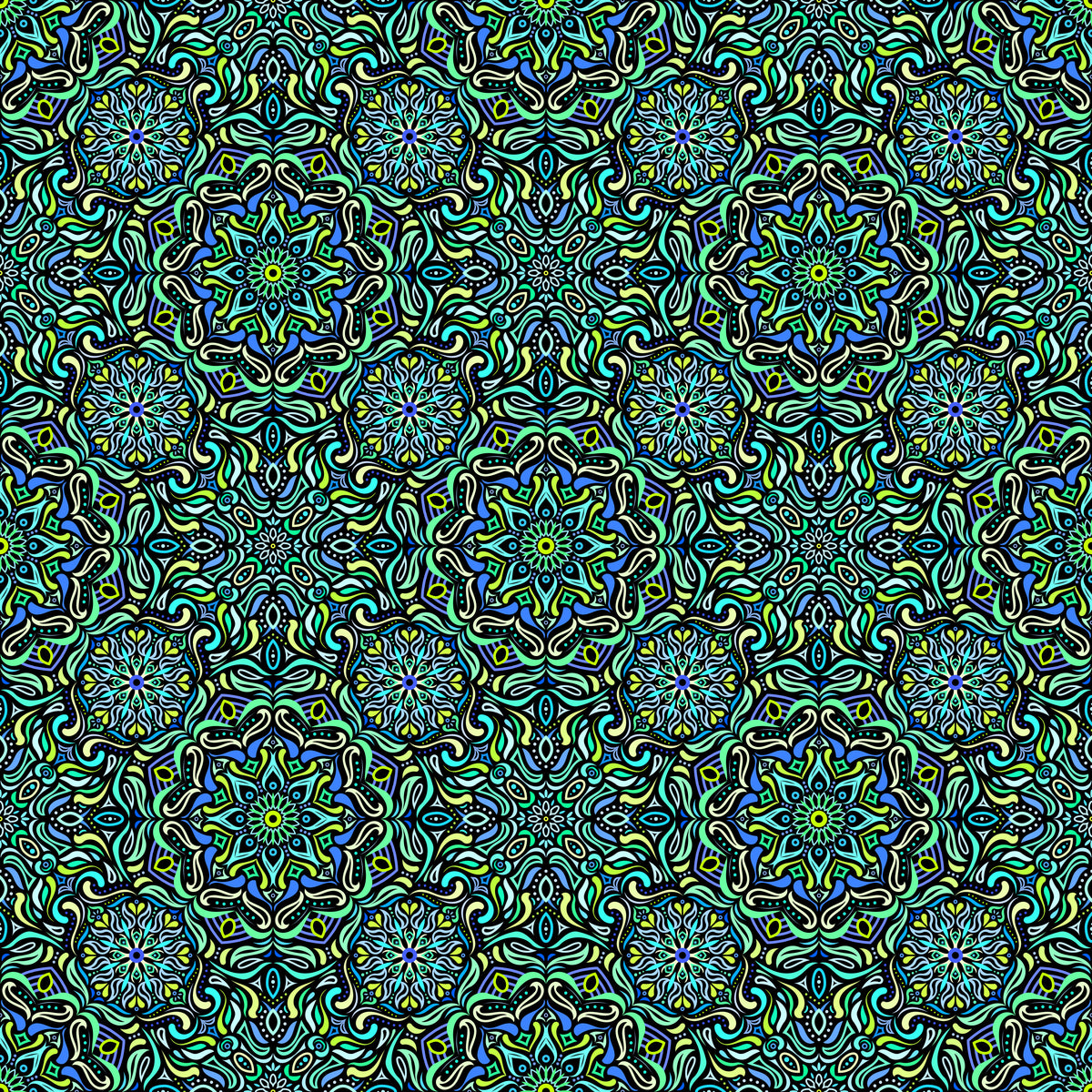 Turquoise - Green - Blue Mandala Fabric 2009.4