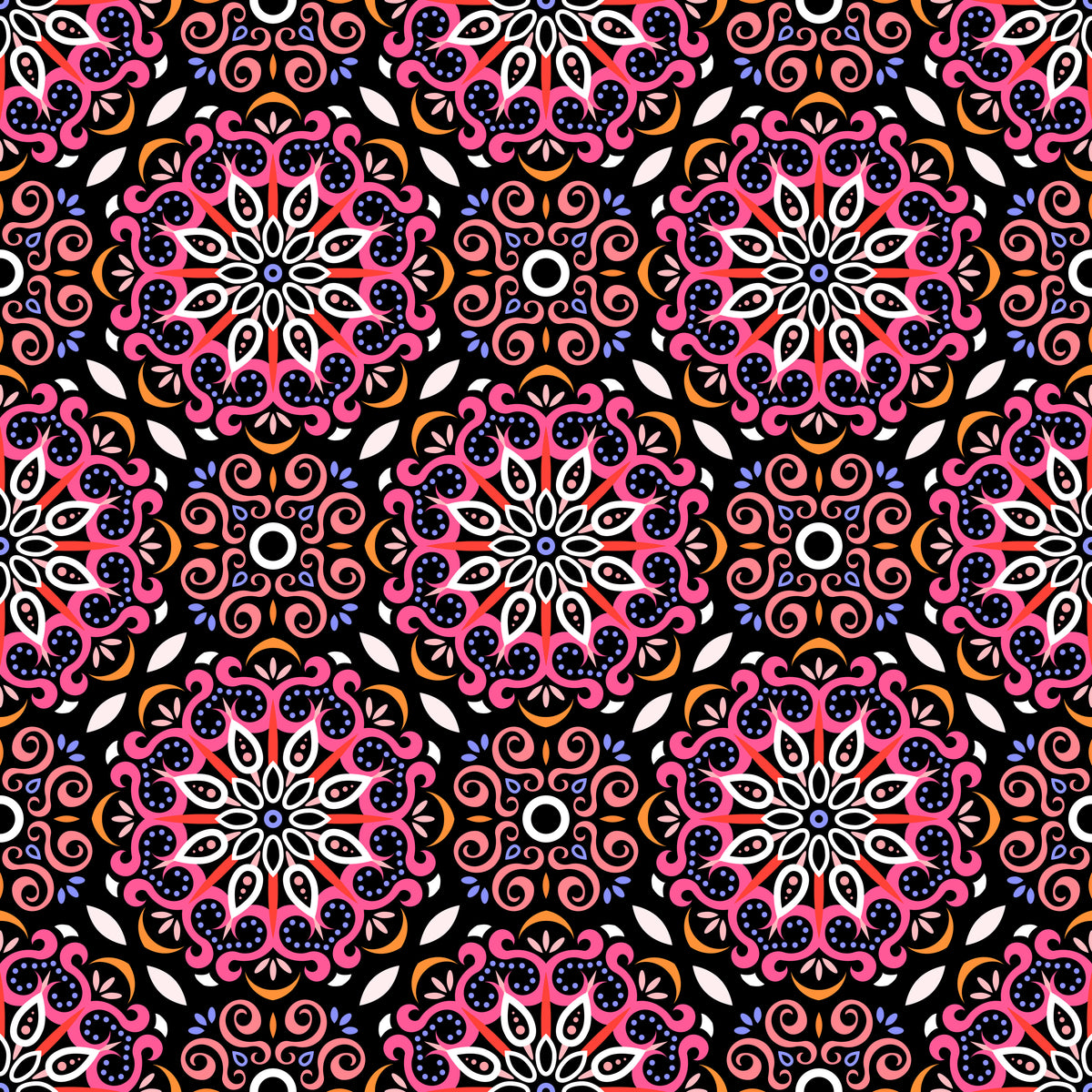 Red - Orange - Blue Mandala Fabric - 165