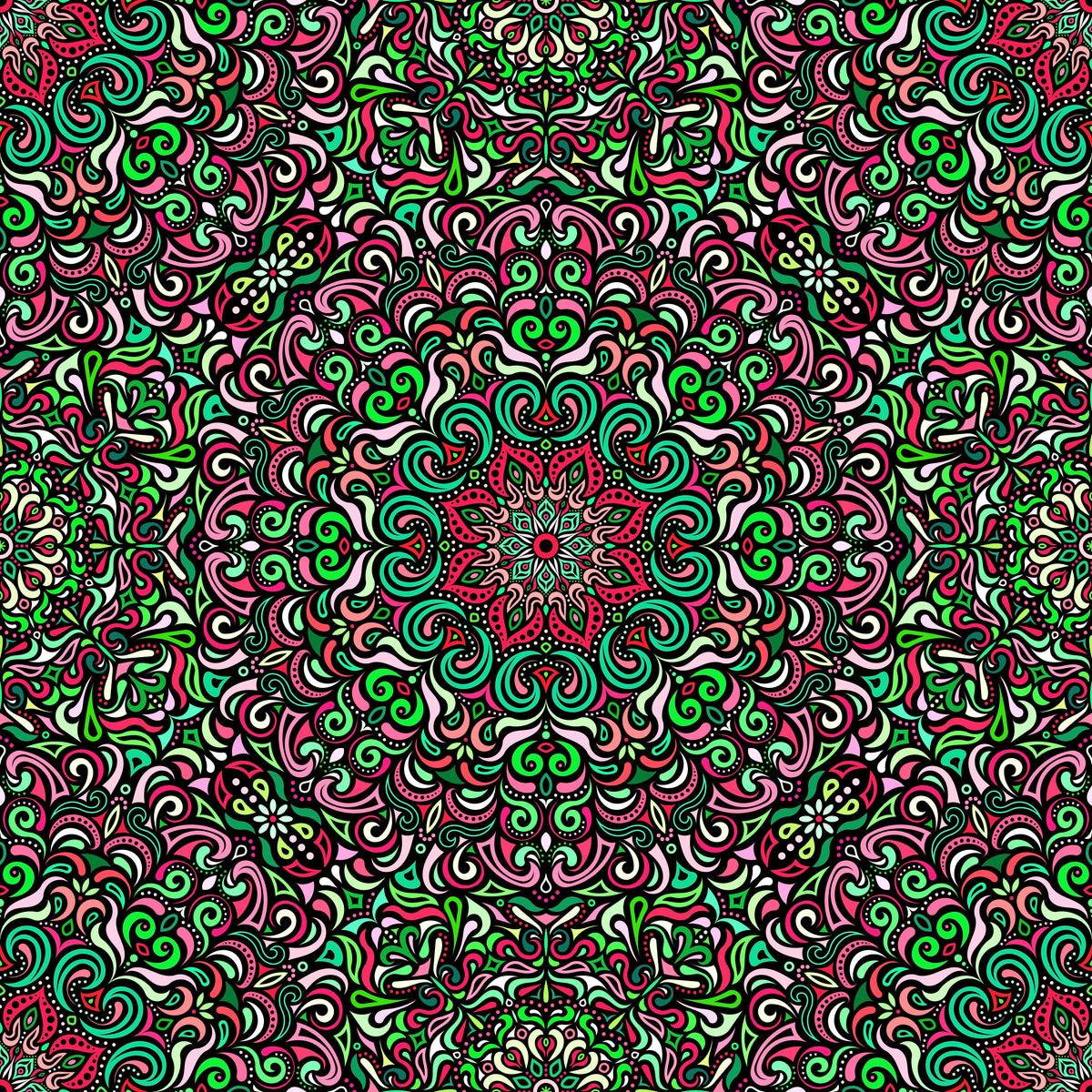 Green - Red Mandala Fabric 2007.1