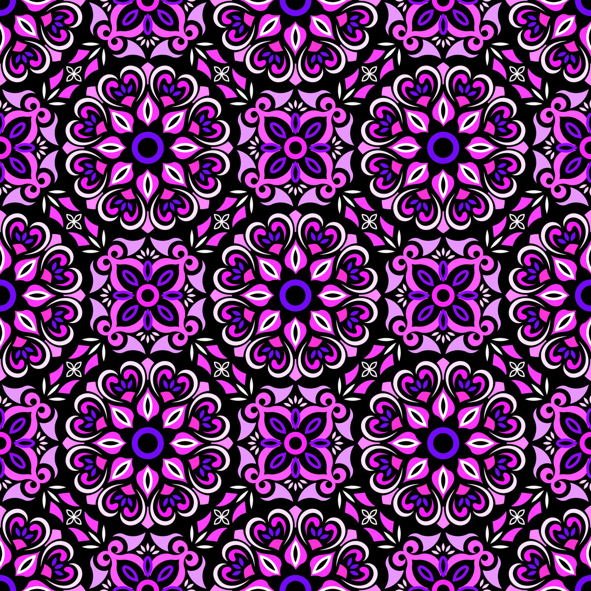 Pink - Purple Mandala Fabric - 206
