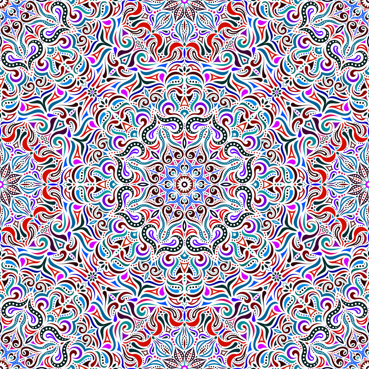 Red - Purple - Blue Mandala Fabric 2006.3i