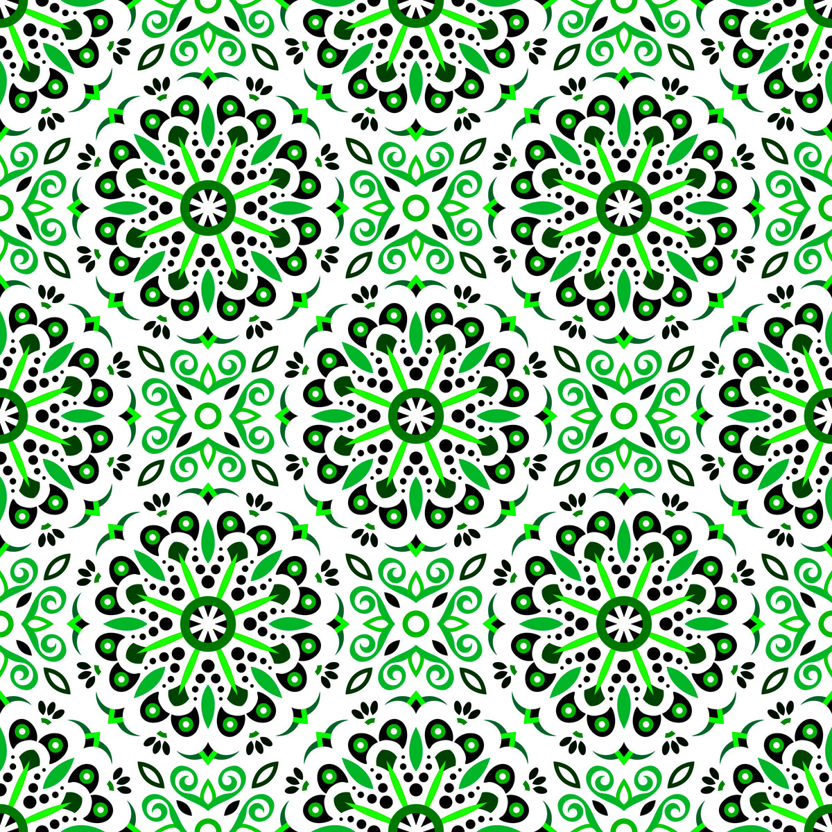 Green Mandala Fabric - 156i