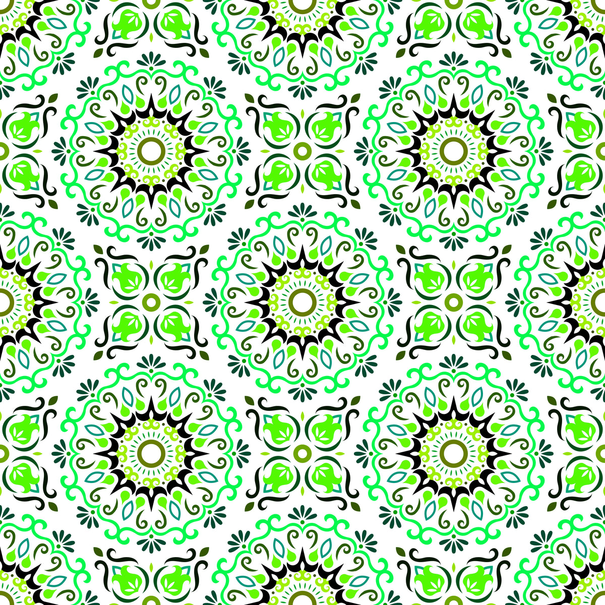 Green Mandala Fabric - 174i