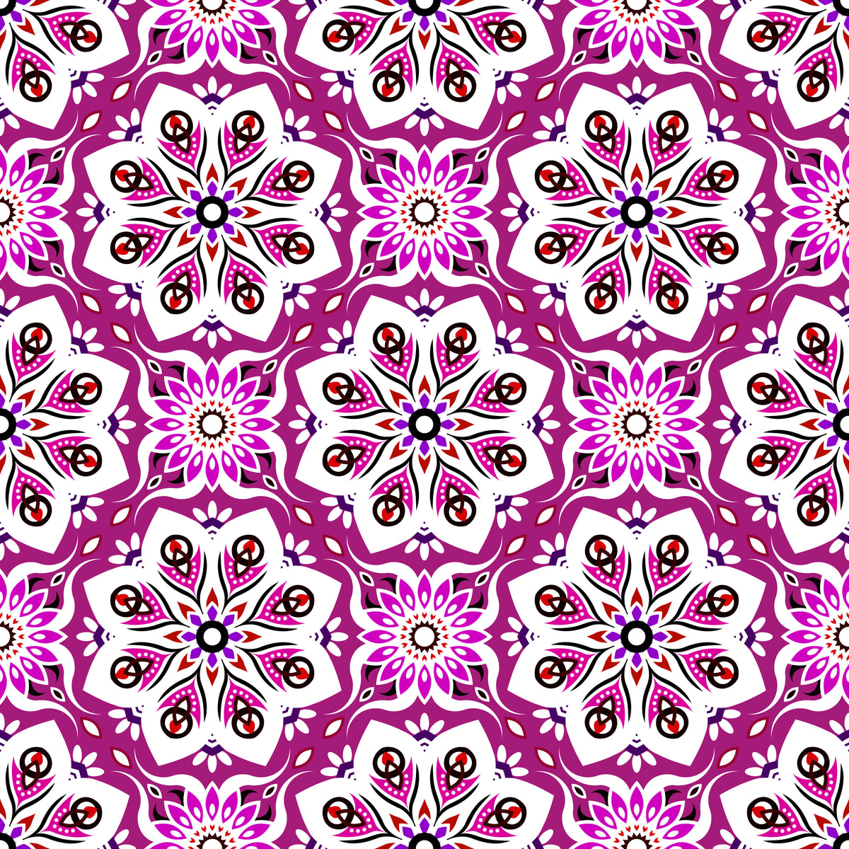 Pink - Purple - Red Mandala Fabric - 236i