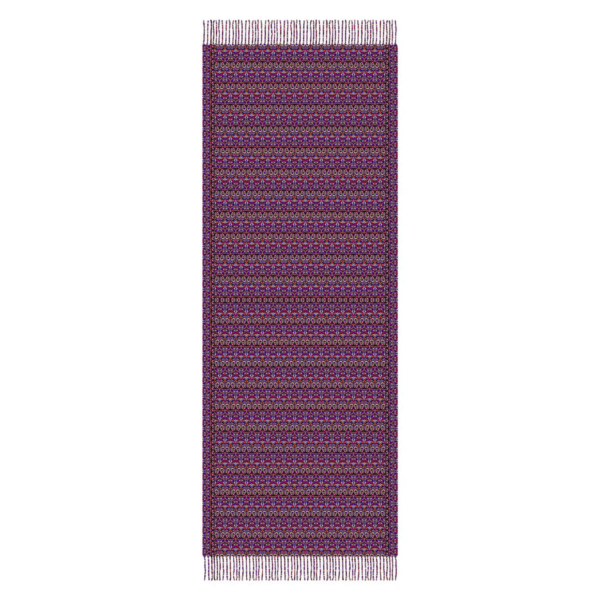 Pink - Purple - Red Abstract Doodle Scarf with Tassels