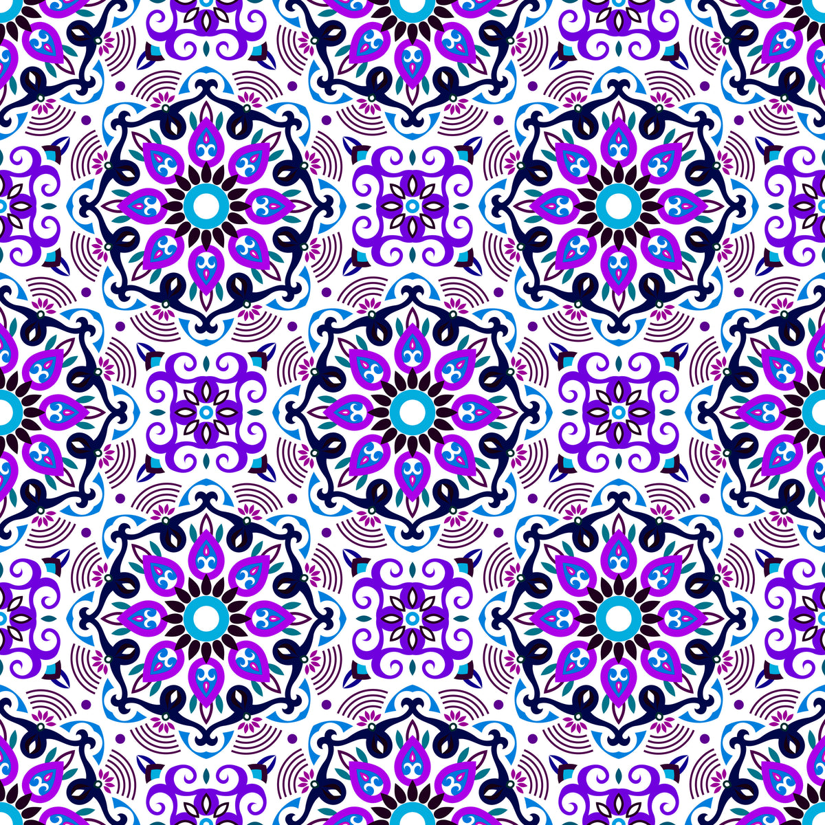 Purple - Blue Mandala Fabric - 140i