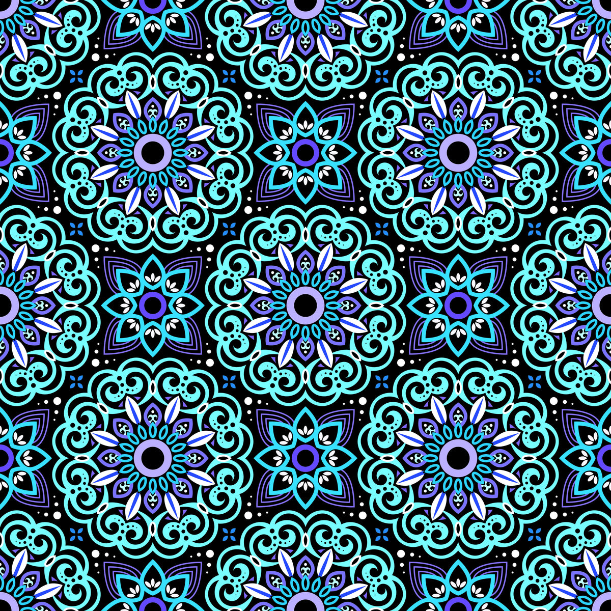 Turquoise - Blue Mandala Fabric - 149