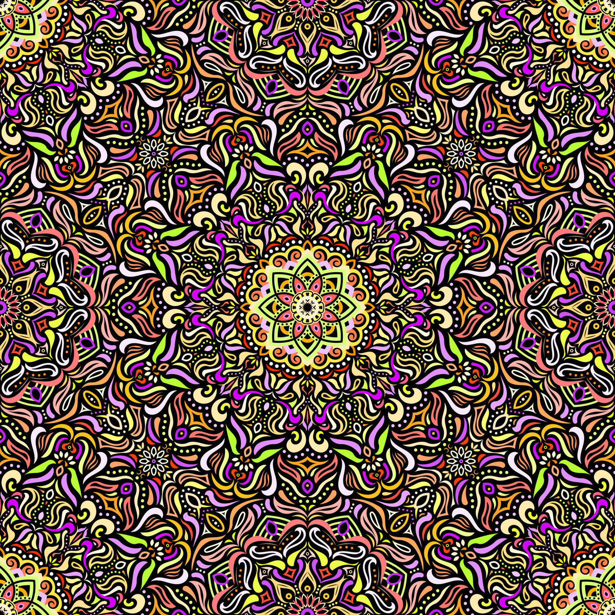 Yellow - Orange - Purple Mandala Fabric 2009.1