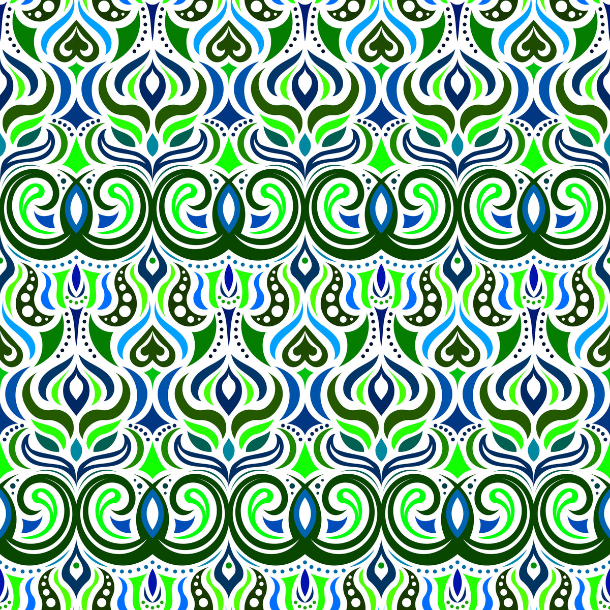 Green - Blue Abstract Doodle Fabric 1009.7i