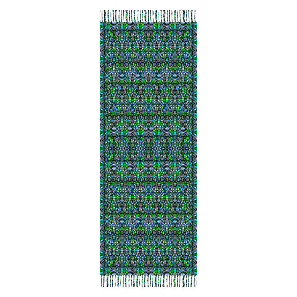 Turquoise - Green - Blue Abstract Doodle Scarf with Tassels