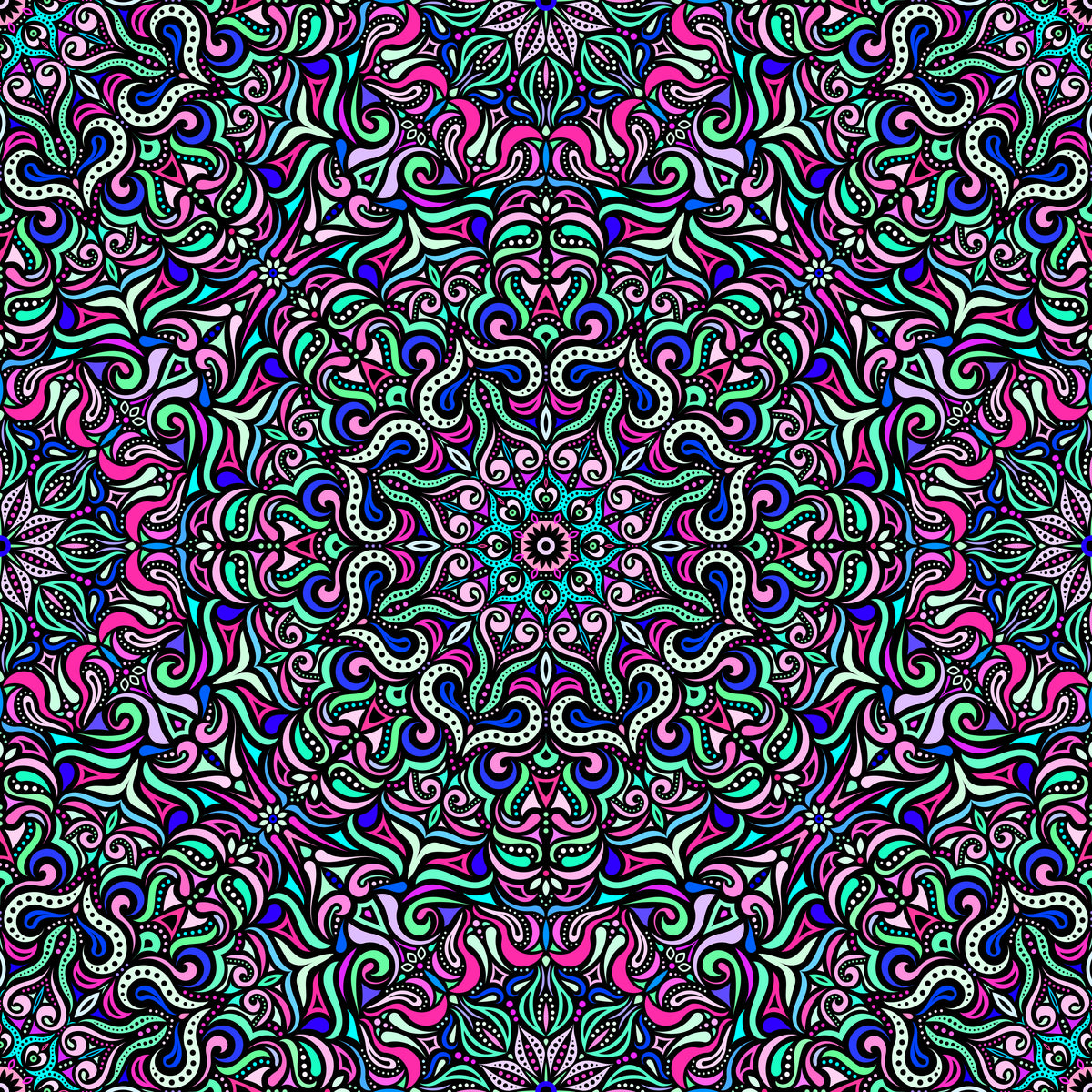 Turquoise - Pink - Blue Mandala Fabric 2006.3