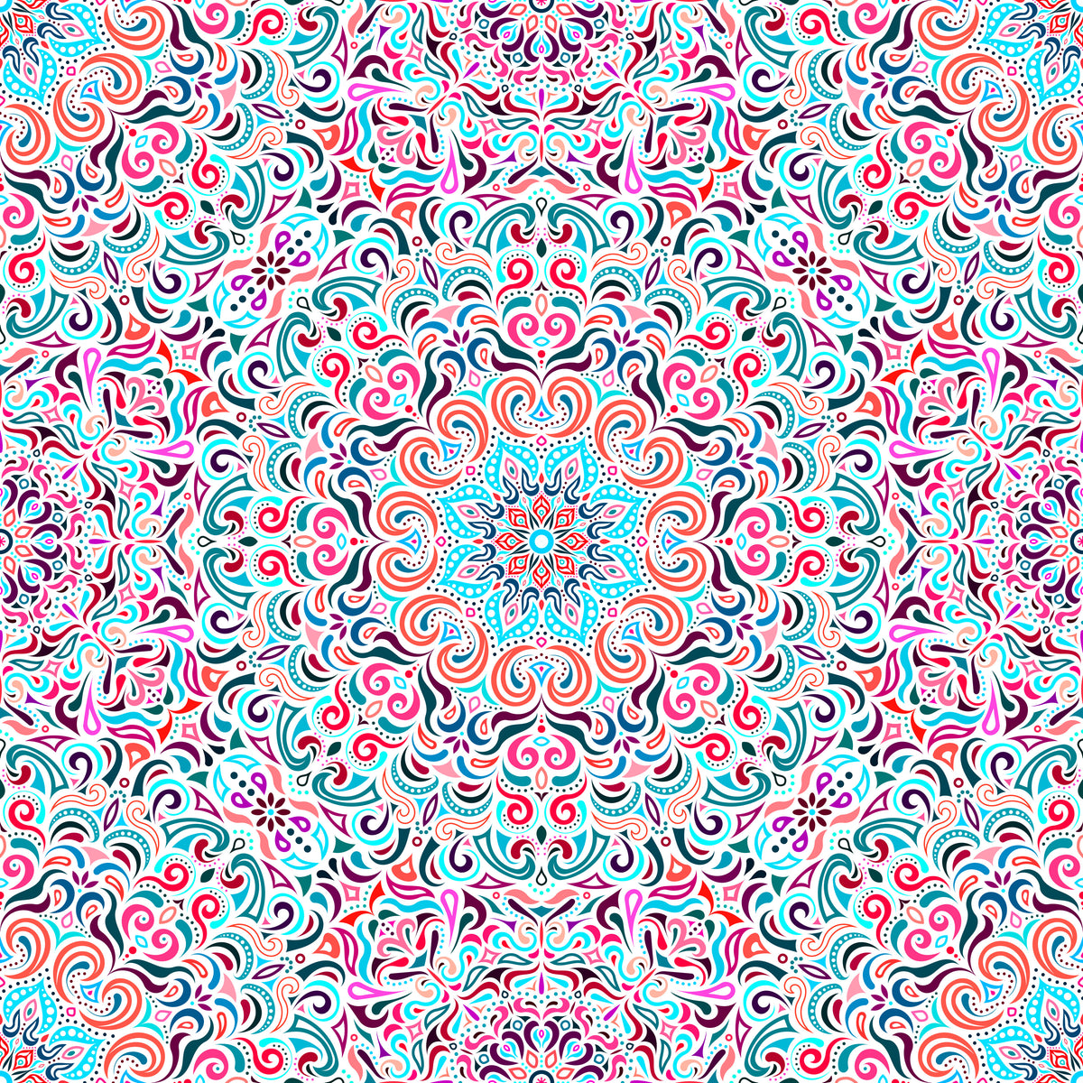 Turquoise - Red - Purple Mandala Fabric 2007.1i