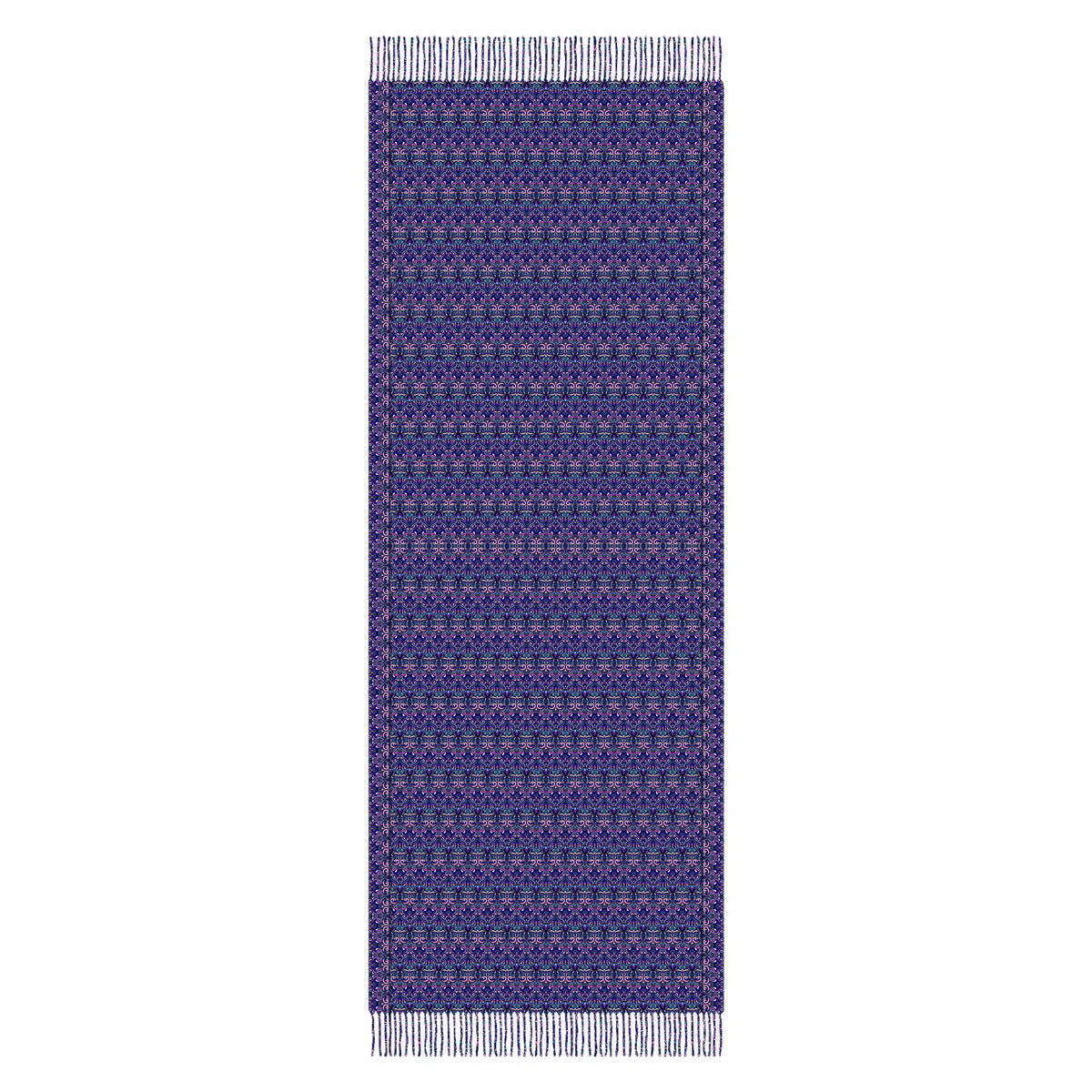 Purple - Pink - Blue Abstract Doodle Scarf with Tassels