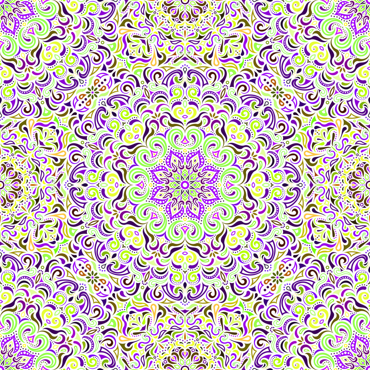 Green - Purple - Yellow Mandala Fabric 2007.1i