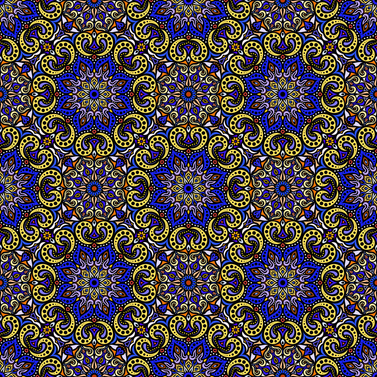 Yellow - Red - Blue Mandala Fabric 2007.3