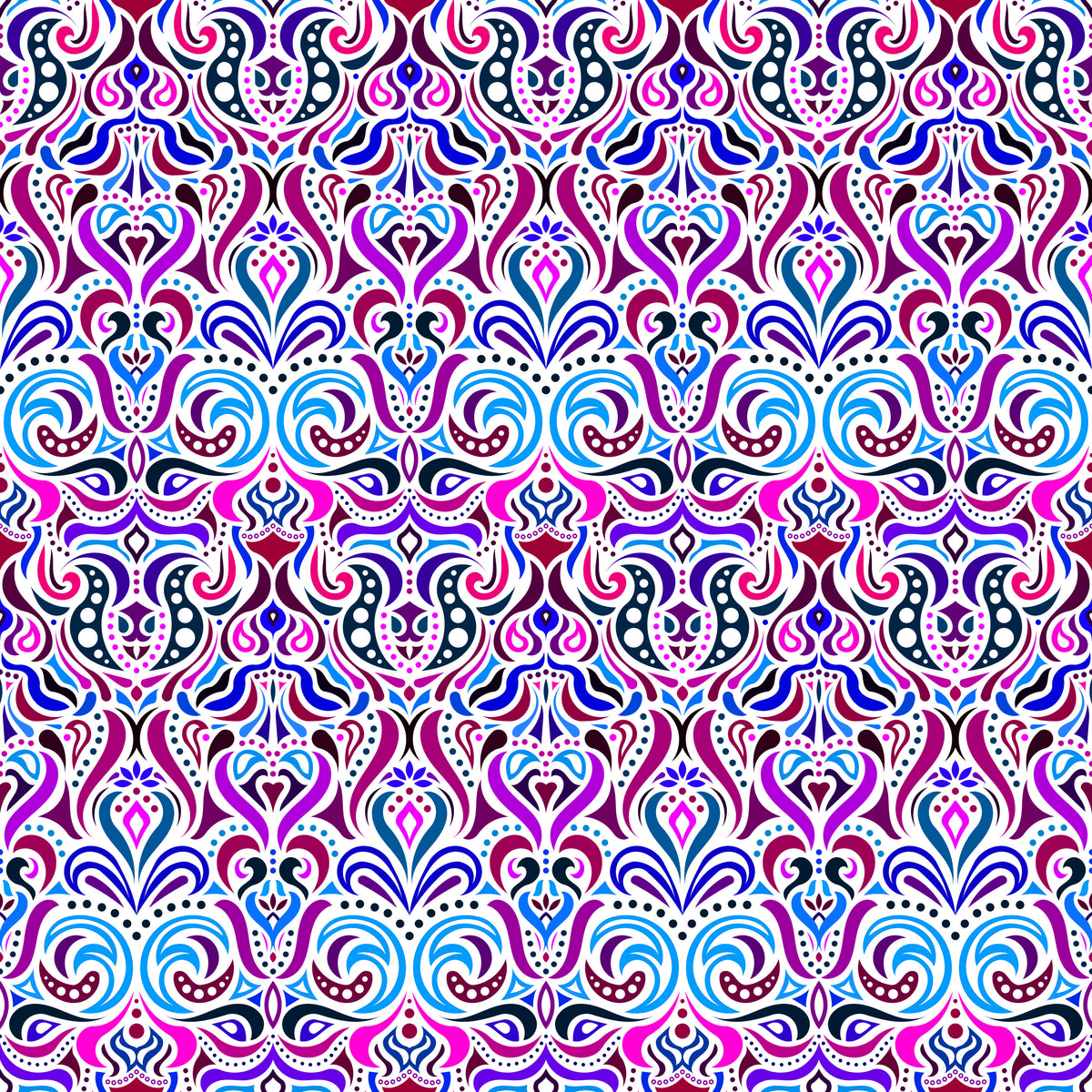 Purple - Blue - Pink Abstract Doodle Fabric 1011.4i