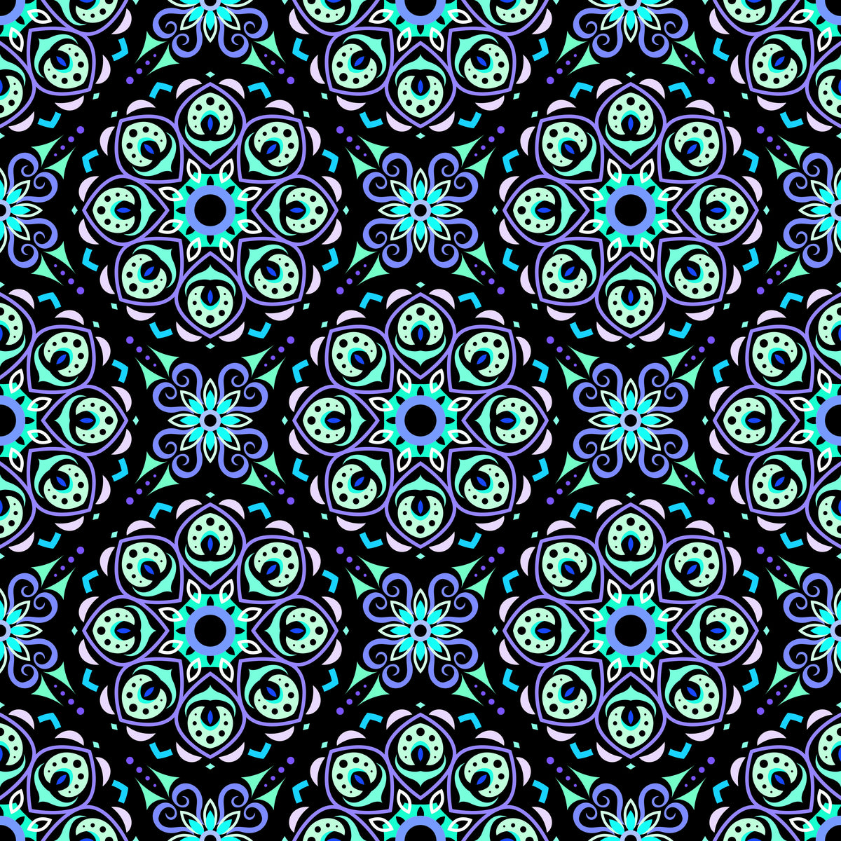Turquoise - Blue Mandala Fabric - 183